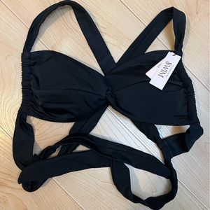Victoria's Secret Black Twist Bralette Bikini Swim Top 26654924 Size Small NWT
